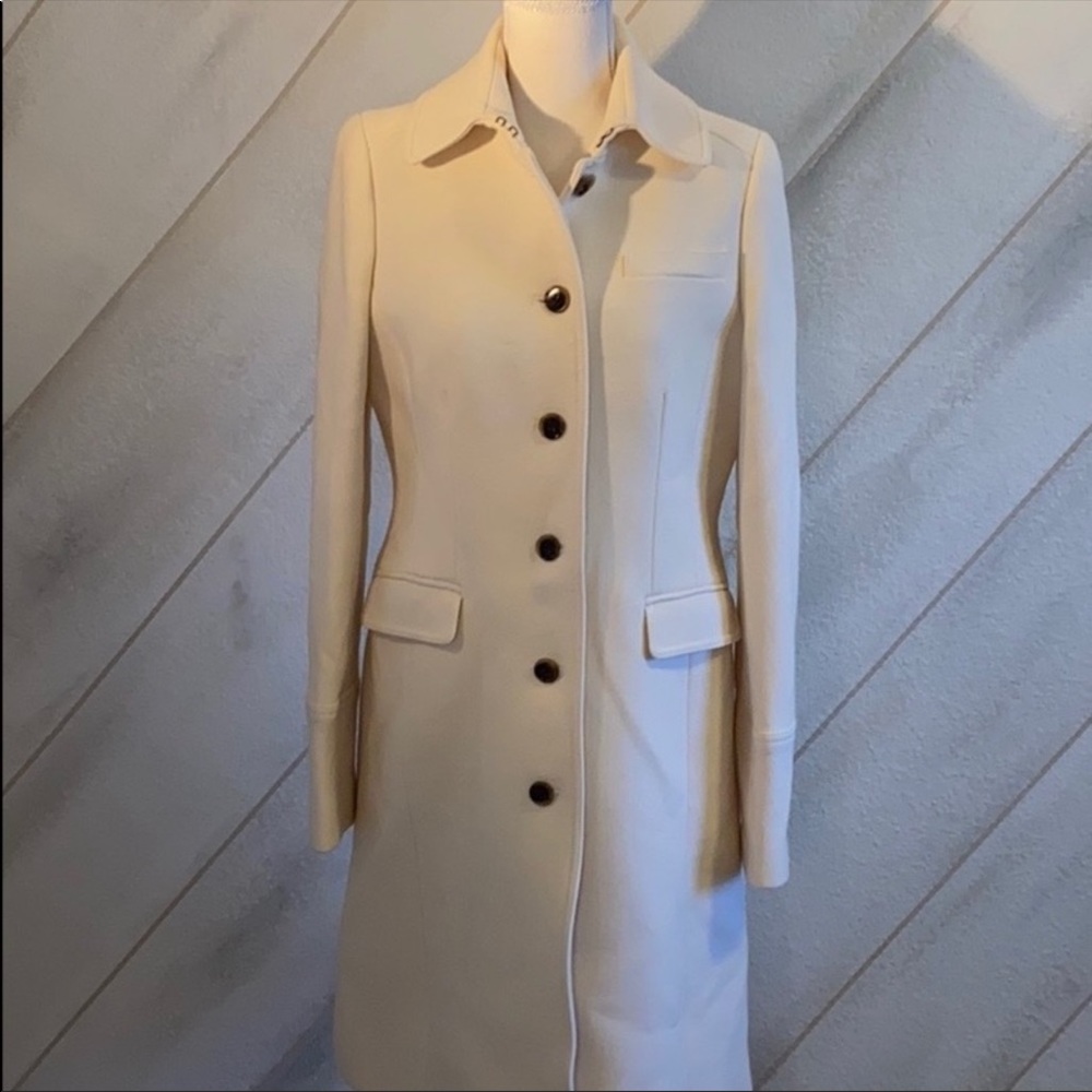 J Crew Doublecloth cream pea coat with Thinsulate